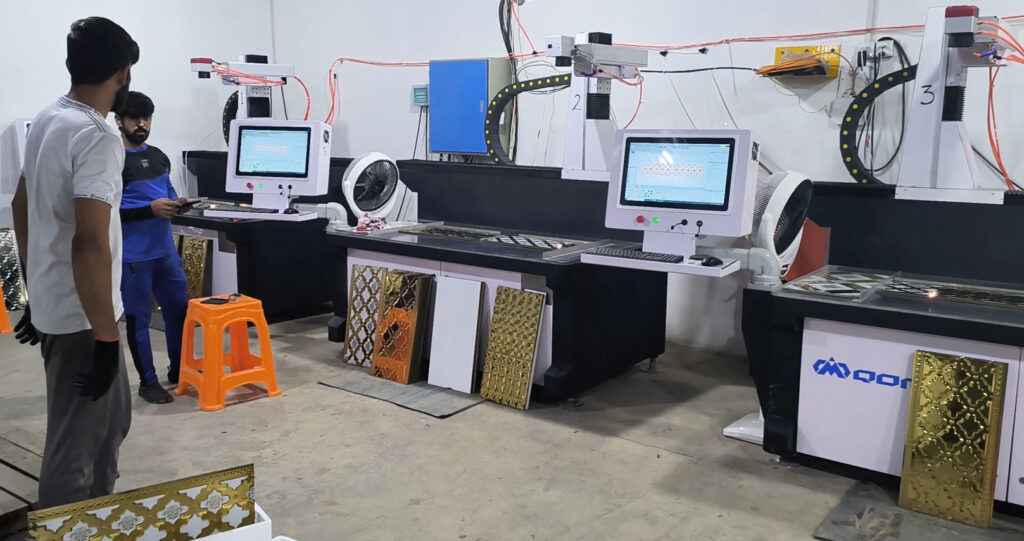 Non-planar Ceramic laser engraving machine running in customer factory